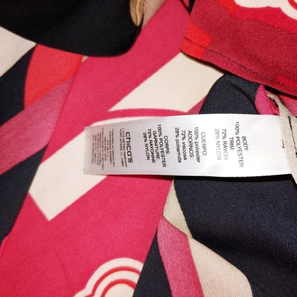 Chico's Long Sleeve Velvet Trim Top 2 - Picture 7 of 7